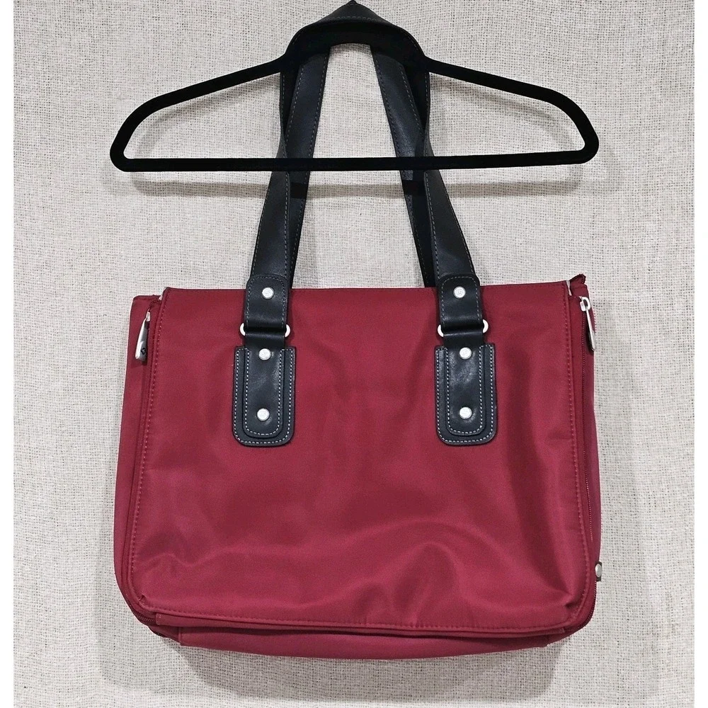 Samsonite Red Laptop Briefcase Messenger Bag Double Handles Expandable Pockets